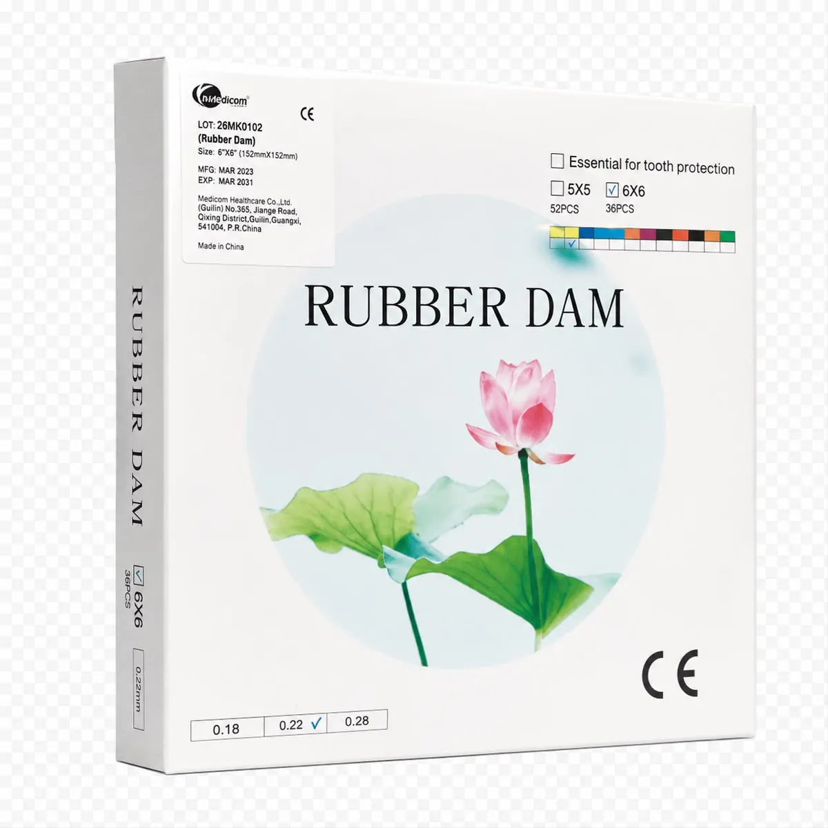 Rubber Dam Sheet 6x6 - Medium, Blue