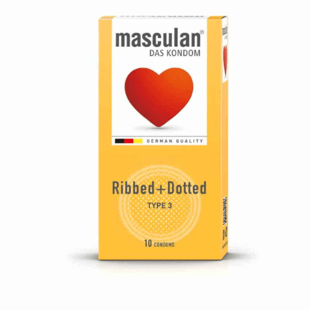 Masculan Condom, Dotted & Ribbed, No. 3