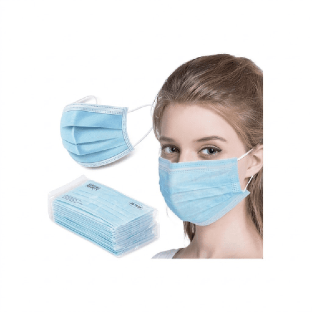 Medical Face Masks, 3-Ply, Ear Loops, Blue