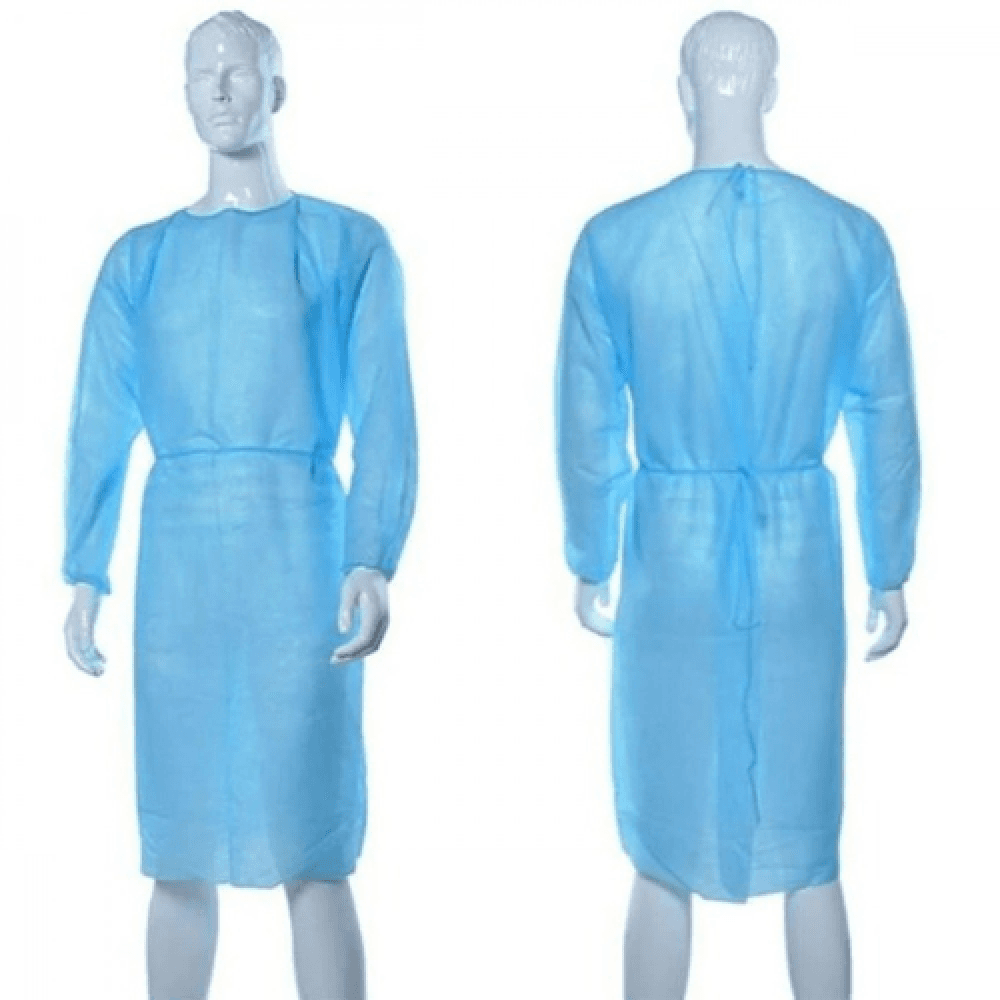 Isolation Gown, Blue, With Cuffs, 10 Pieces