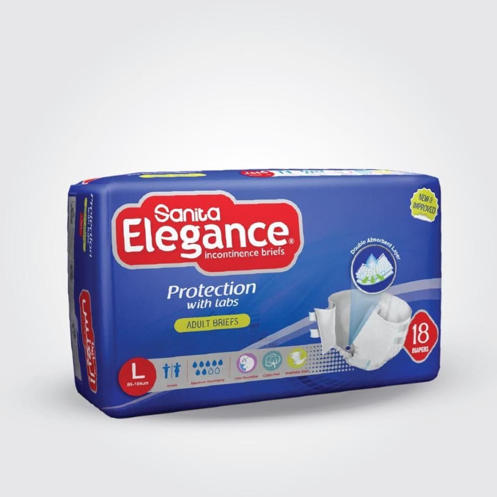 Elegance Incontinence Briefs, Large, 18 Count