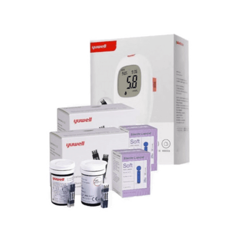 Yuwell Blood Glucose Meter Kit, 2 Test Strips + 2 Lancets