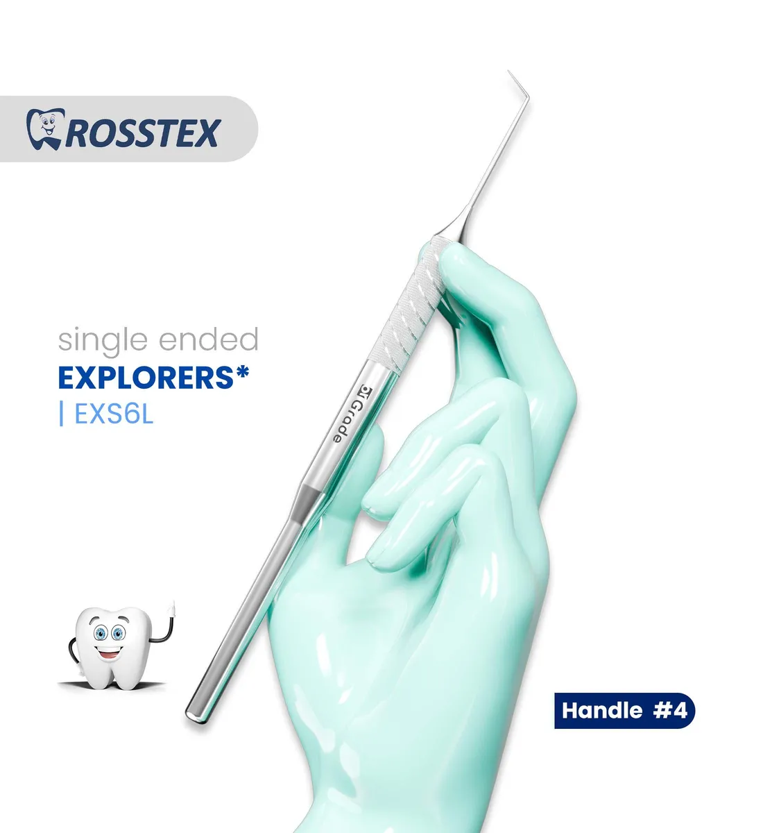 Dental Explorer 6L, Handle No. 4, Single Ended