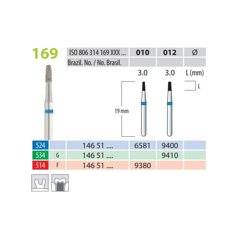 Diamond Burs Cone Flat End FG 169-010, Medium