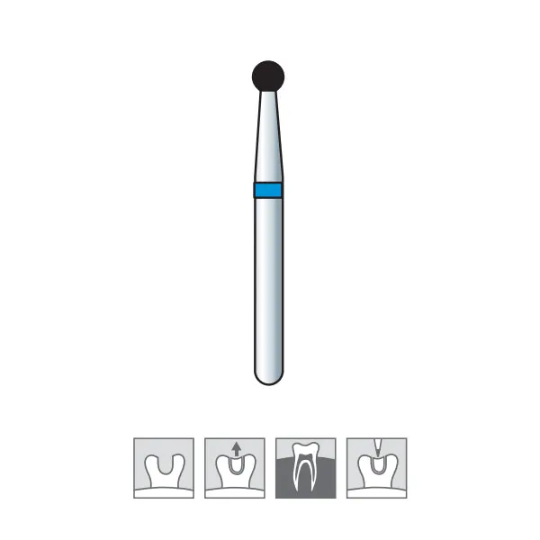 Diamond Burs, Round, Medium Grit, FG 001-018