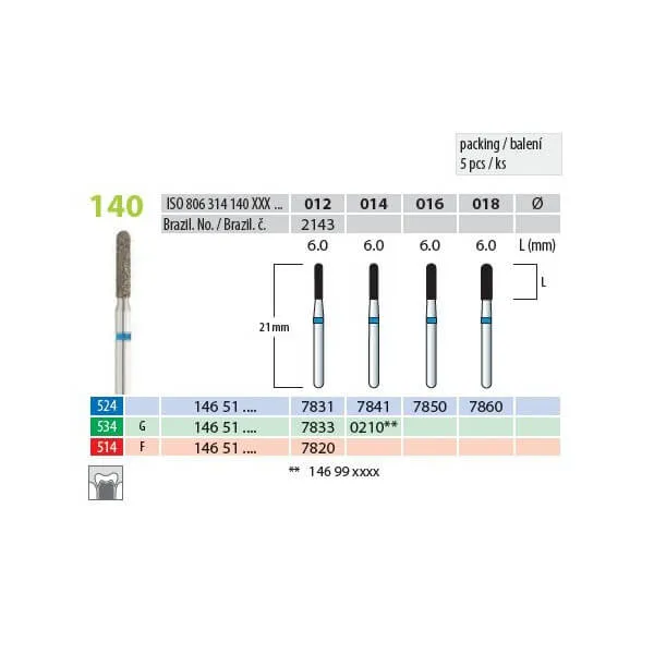 Diamond Burs, Torpedo, FG 140-014, Medium