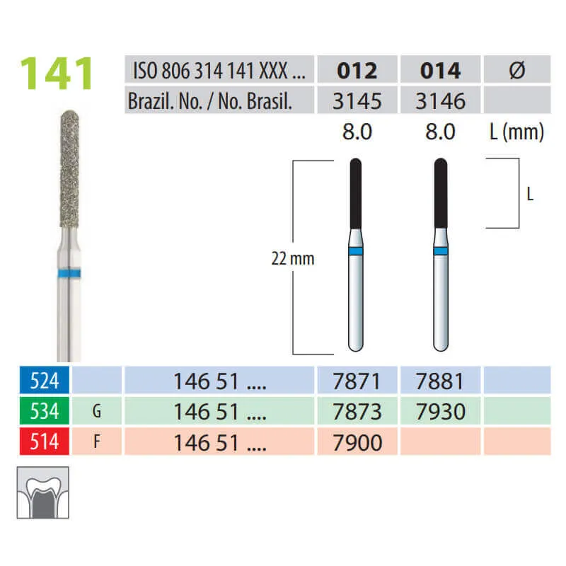 Diamond Burs, Torpedo, FG 141-012, Medium