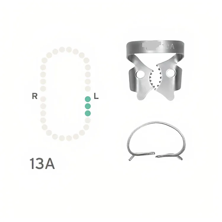 Rubber Dam Clamp #13A, Winged for Lower Left Molars