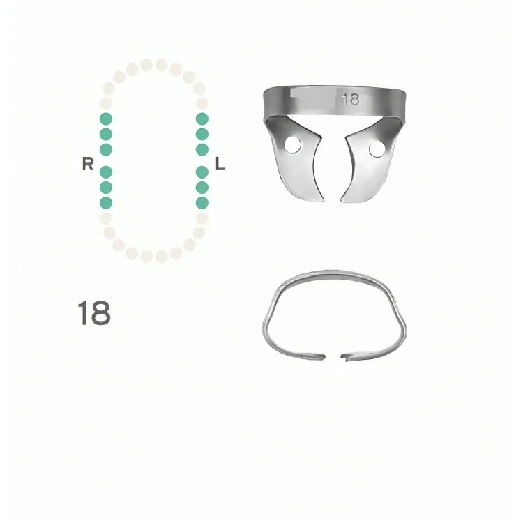 Rubber Dam Clamp #18, Winged for Partially Erupted Molars
