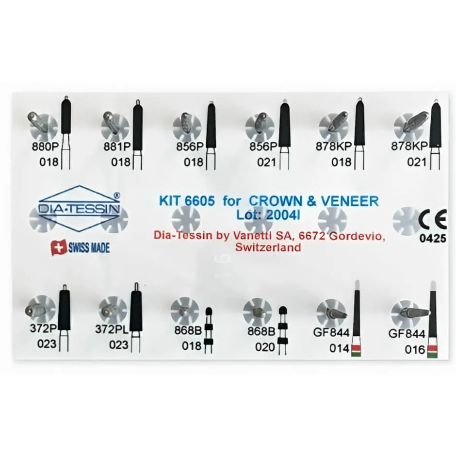 Diamond Burs Kit for Crown and Veneer, Kit/12