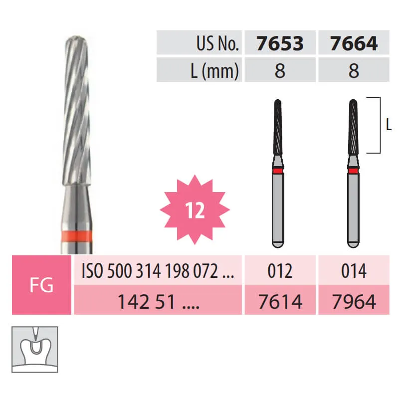 Carbide Bur, Cone Round End, FG 198-012