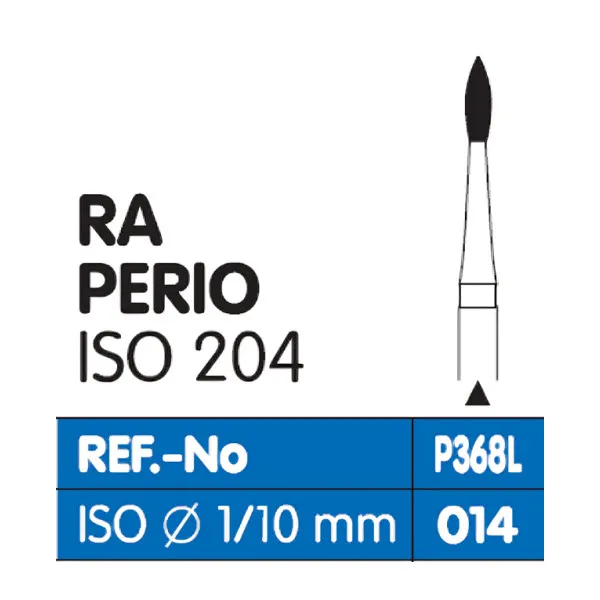Perio Diamond Burs RA, Pointed Football 368L, Super Fine Grit, FG-014