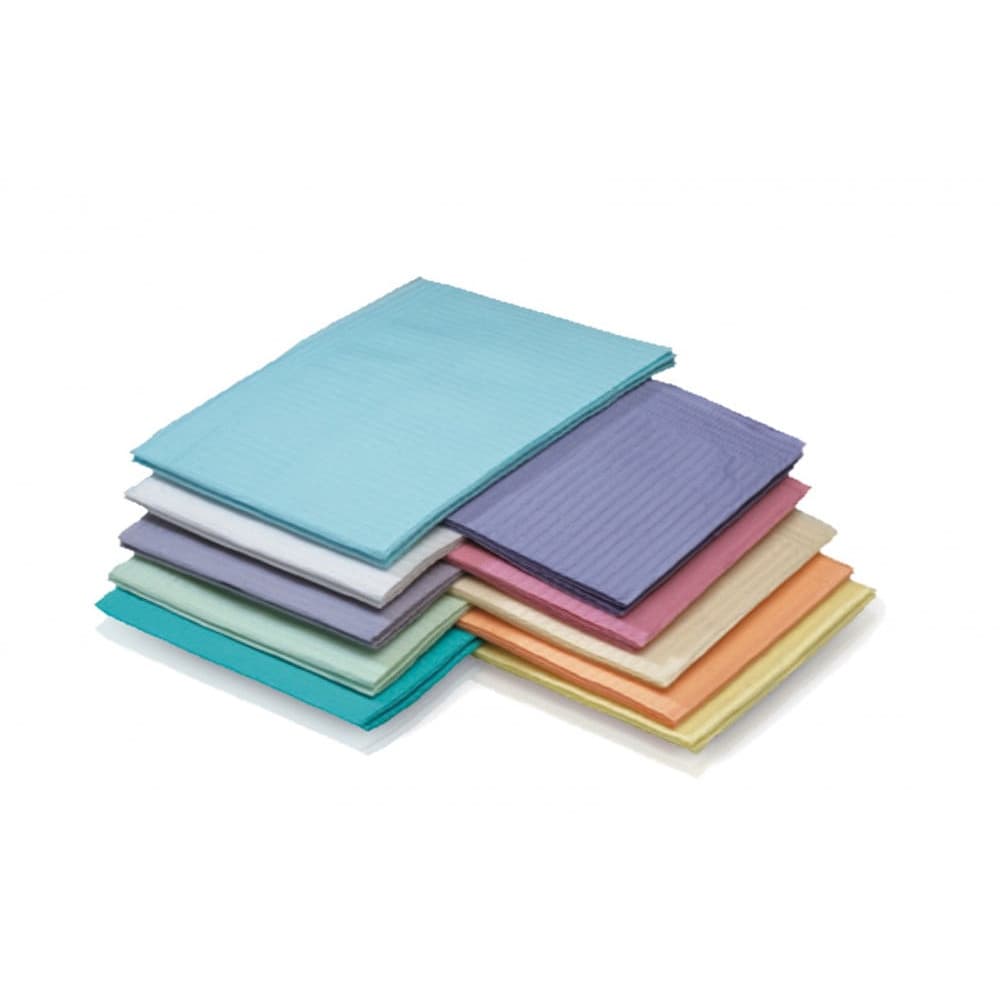 Patient Towels, 2-Ply Tissue + 1-Ply Poly, Dental Bibs, Blue