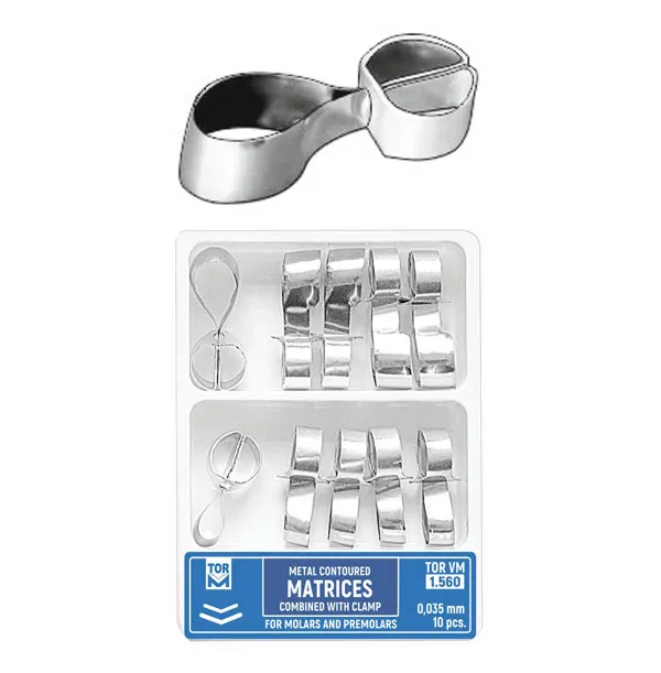 Metal Contoured Matrices for Molars & Premolars Combined with Clamp