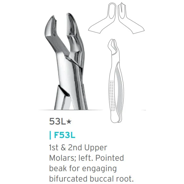 Upper Molars Forceps #53L, Pointed Left