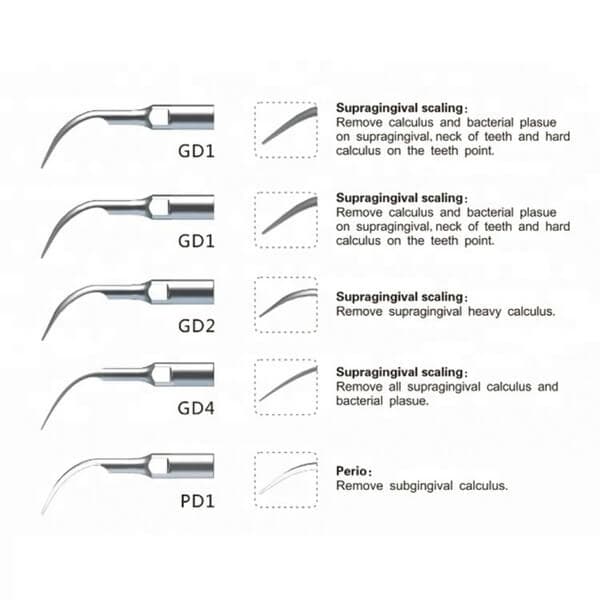 Ultrasonic Scaler Tip (GD1*2,GD2,GD4,PD1) for NSK, DTE and Acteon ONLY