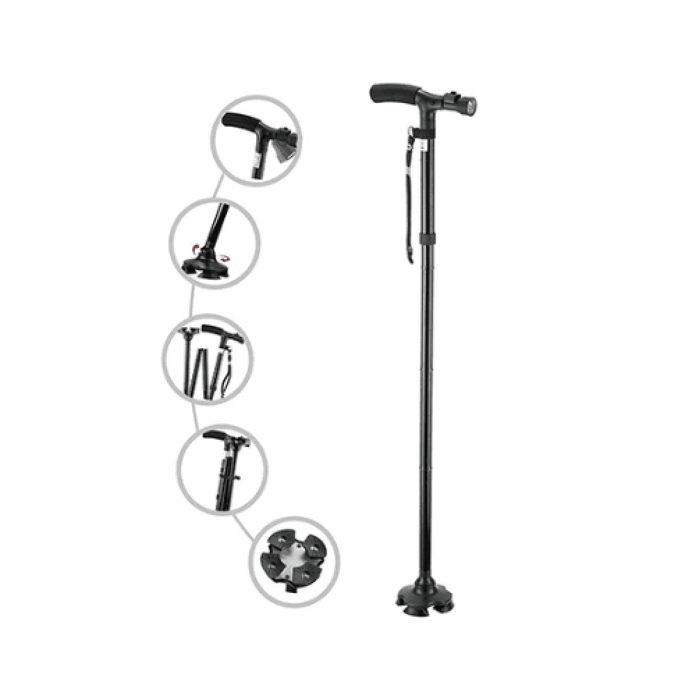 عكاز مع قاعده مرنه مع كشاف قابل للطي  GT2300