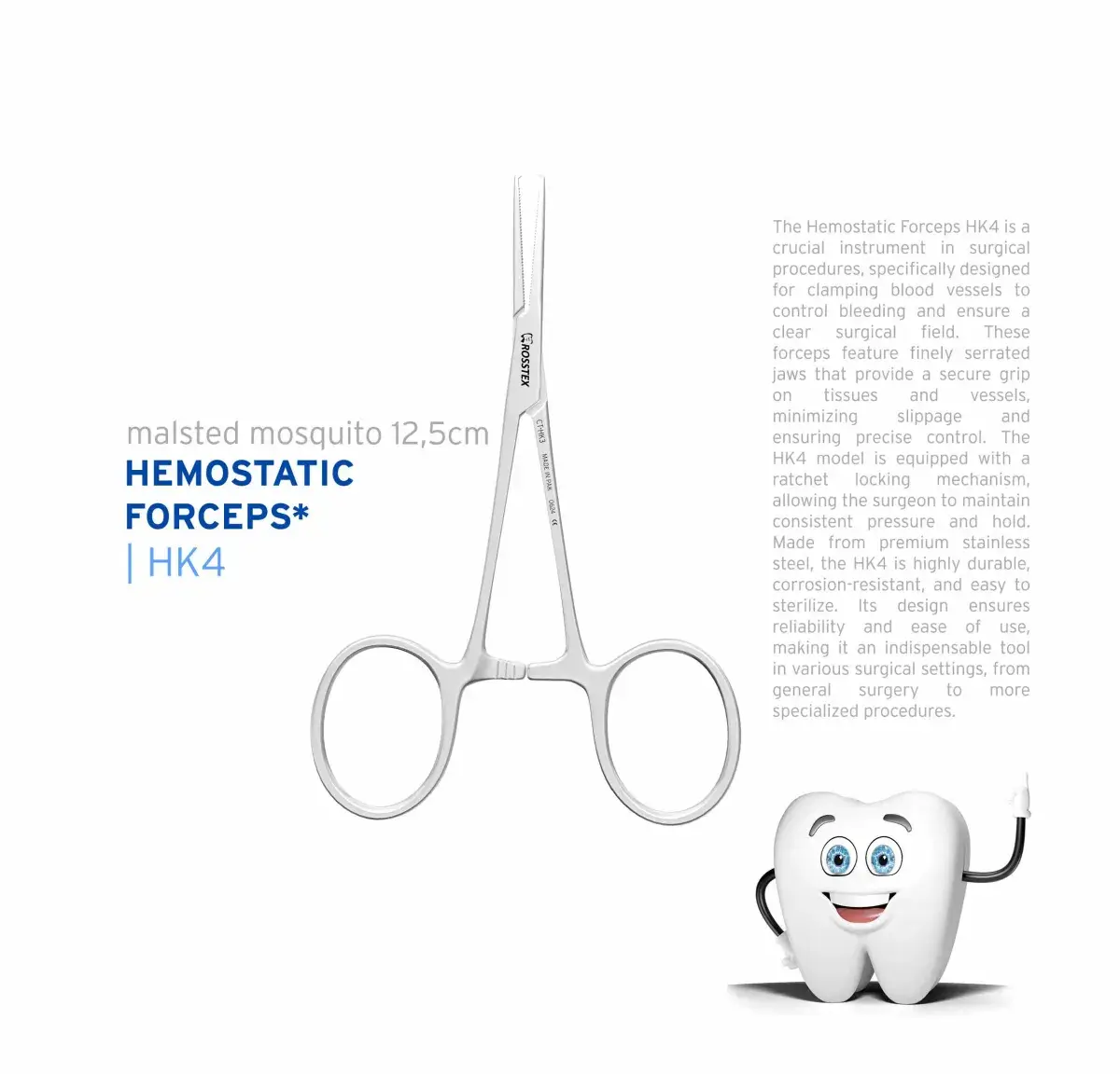 Surgical Forceps Halsted Mosquito, 1x2, Straight, 12.0 cm