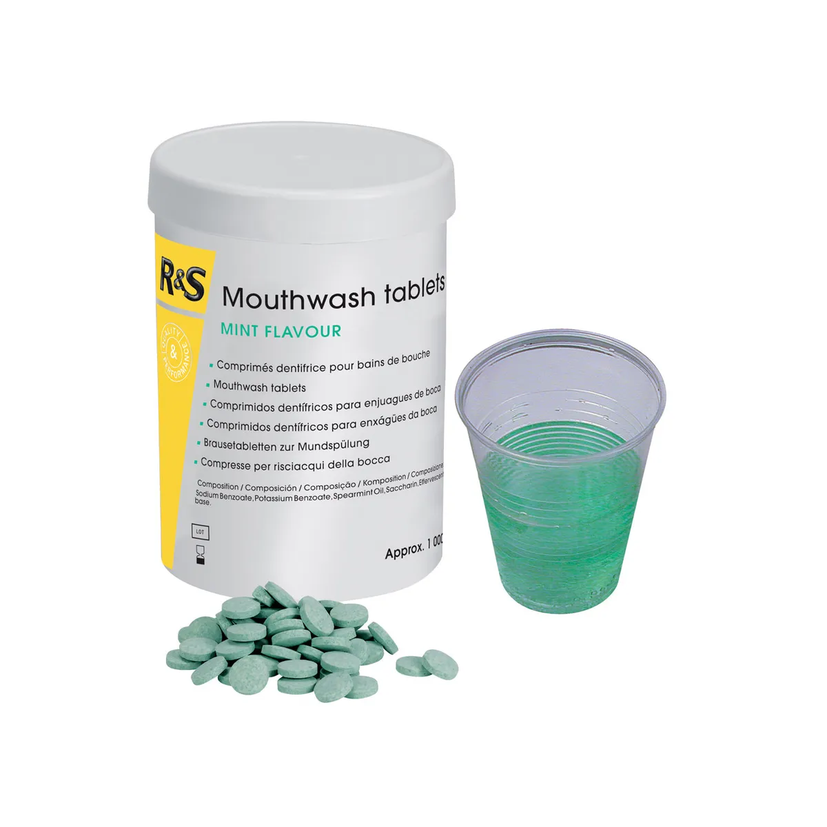 Mouthwash Tablets, Green Mint Flavor, PK/1000