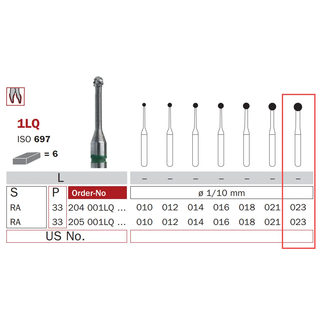 Carbide Bur, Long RA 023, Round ISO #697