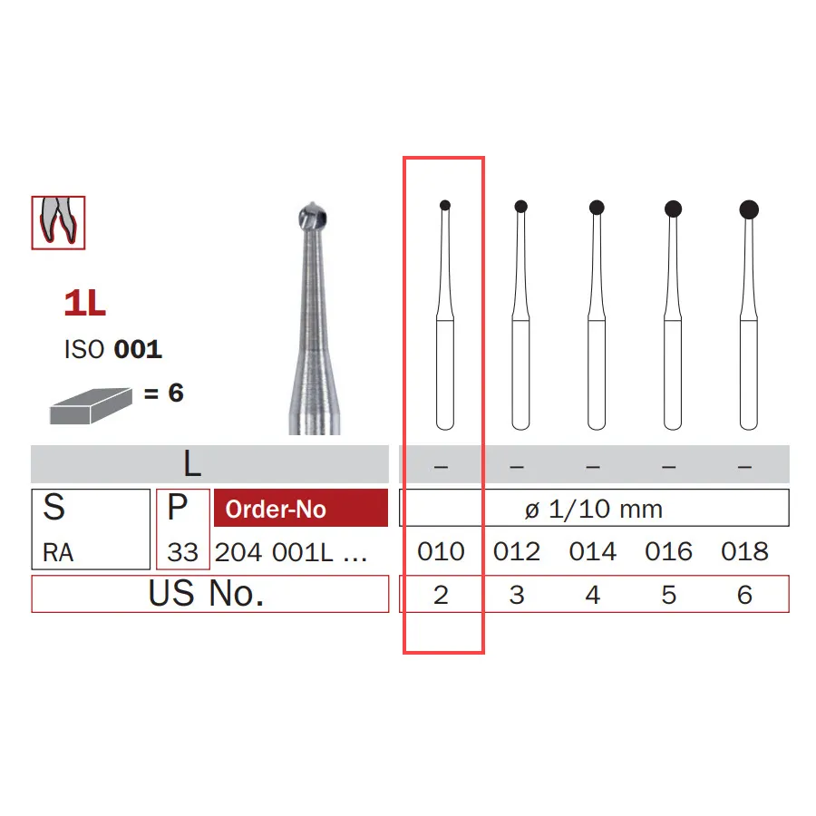 Carbide Bur, RA 010, Round ISO #001
