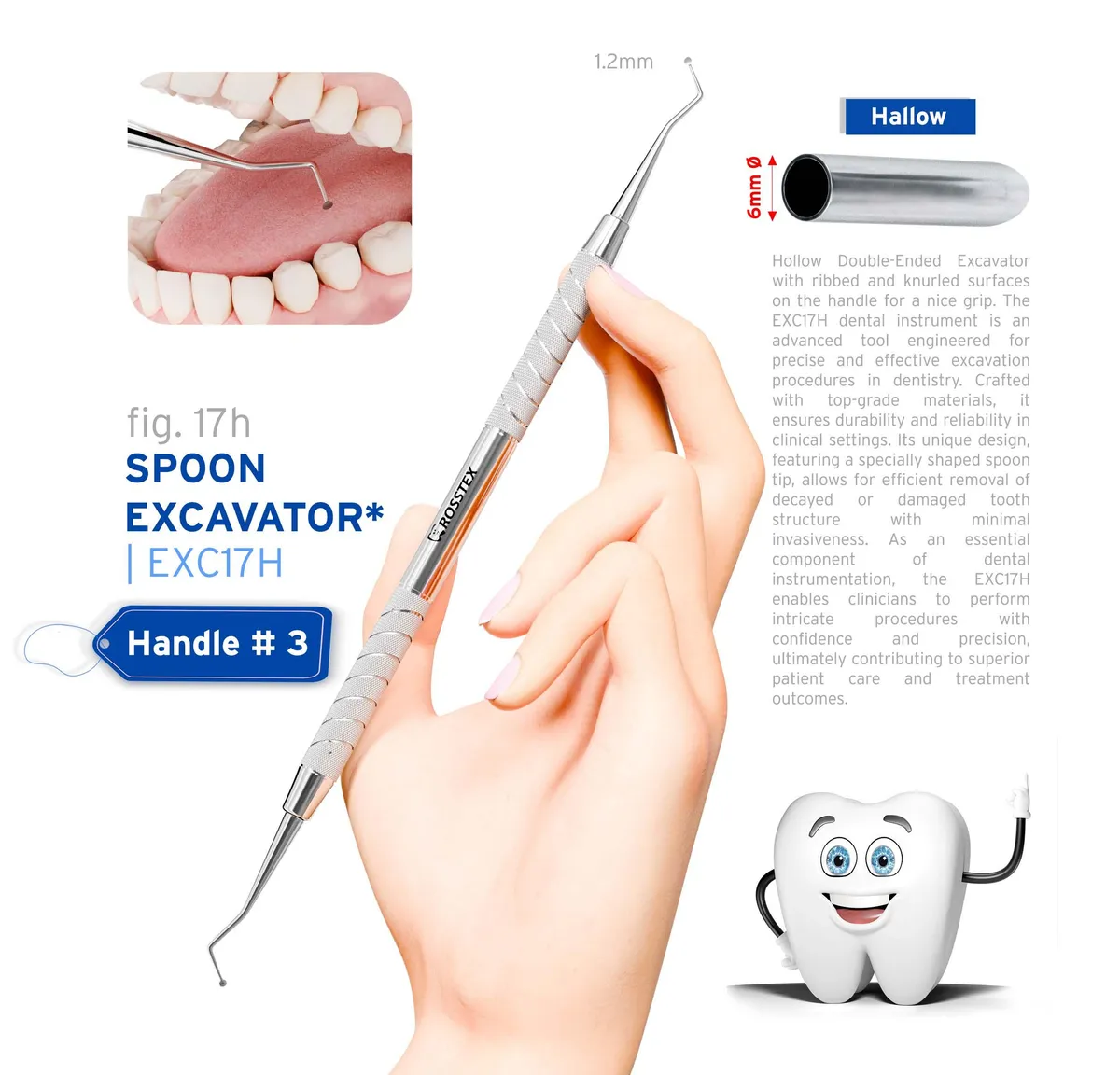 Dental Excavator 17, Handle No. 3