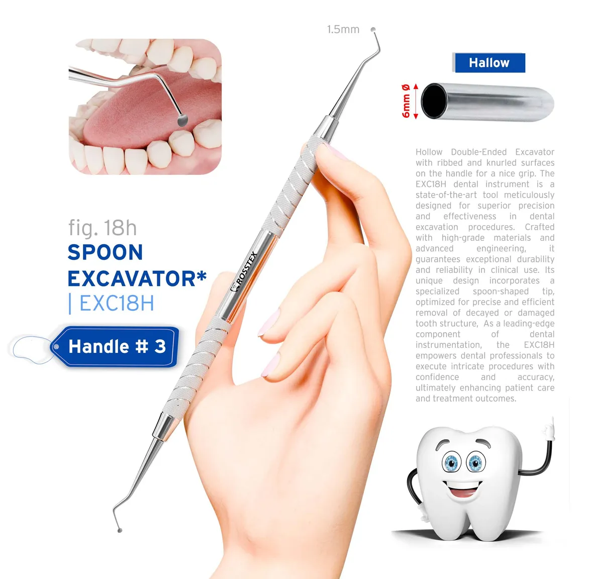 Dental Excavator 18, Handle No. 3