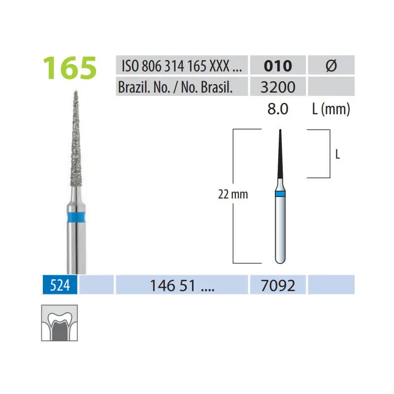 Diamond Burs, Cone Needle, FG 165-010, Medium