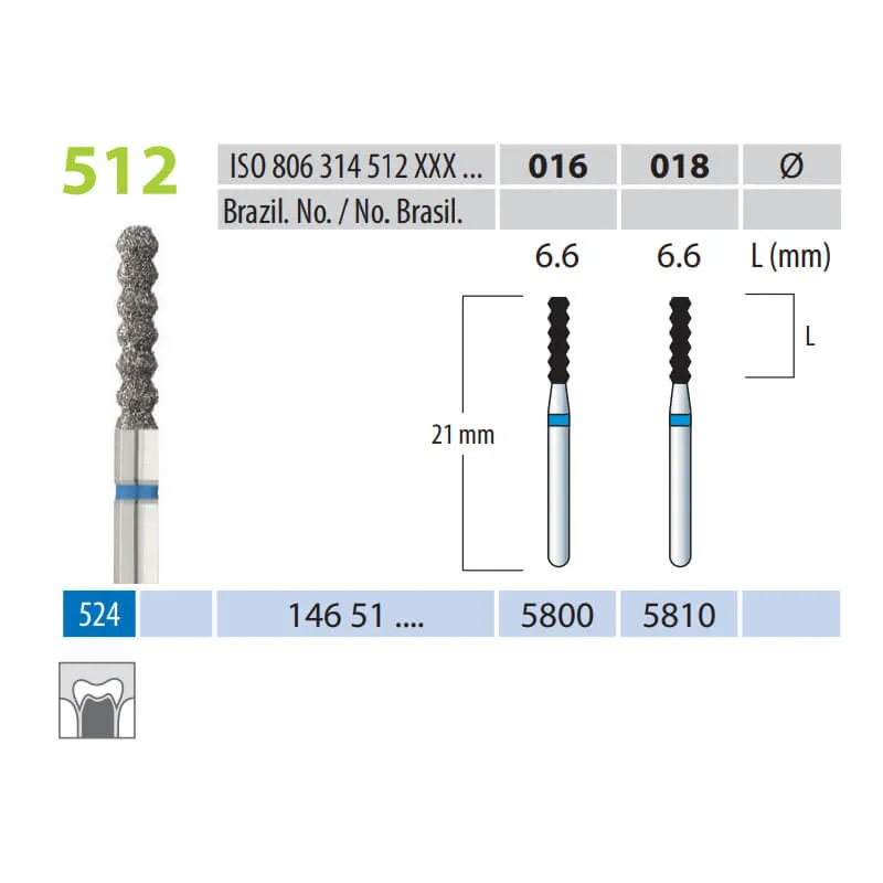 سنابل ألماسية، أسطوانة متعرجة، FG 512-016، متوسطة