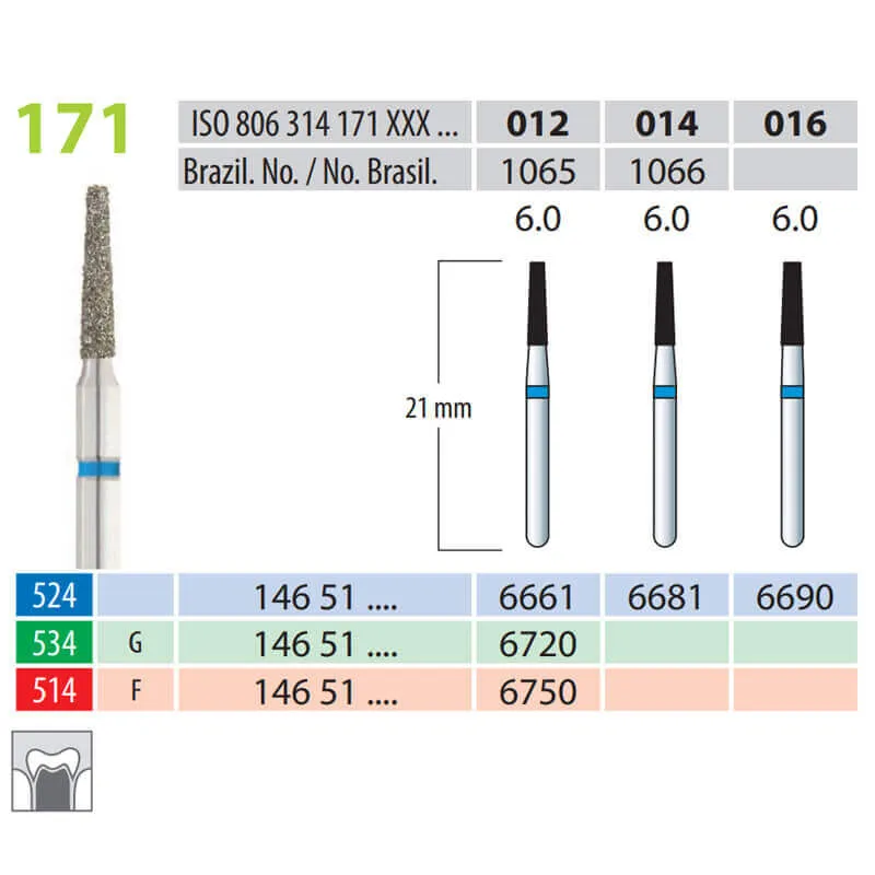 Diamond Burs, FG 0Truncated Cone, FG 171-012, Medium