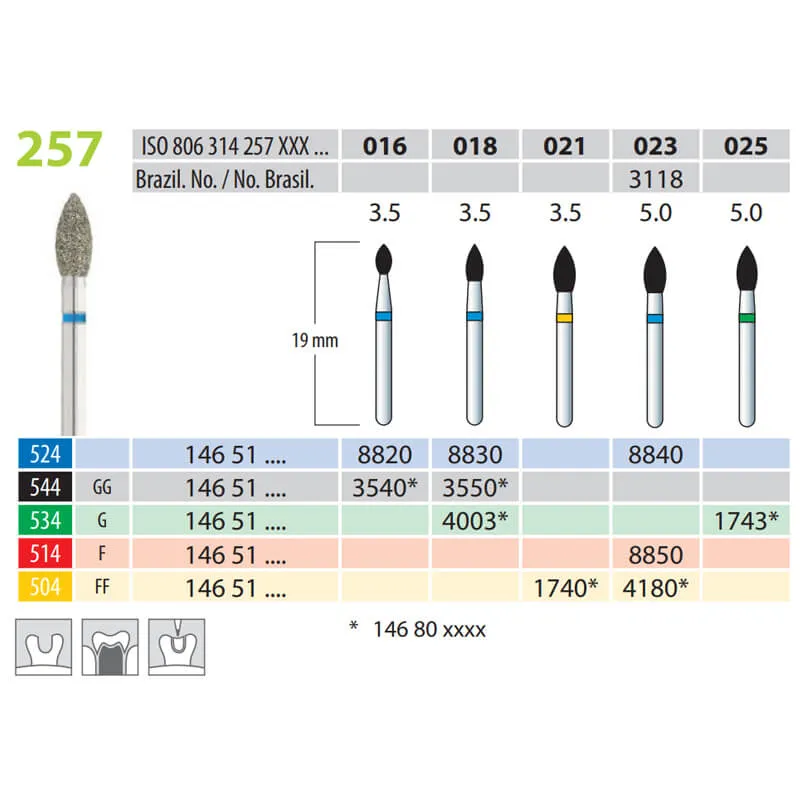 Diamond Burs, Flame, FG 257-016, X-Coarse