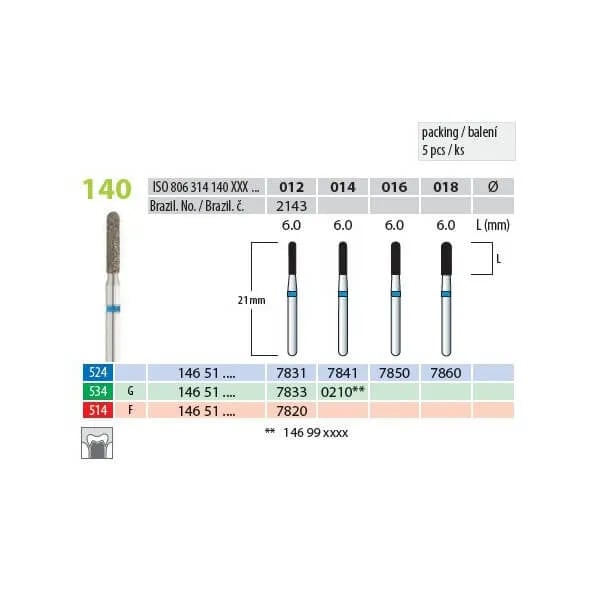 Diamond Burs, Torpedo, FG 140-014, Medium
