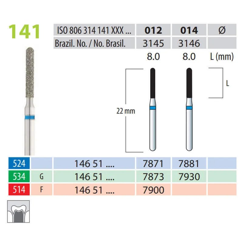 Diamond Burs, Torpedo, FG 141-012, Medium