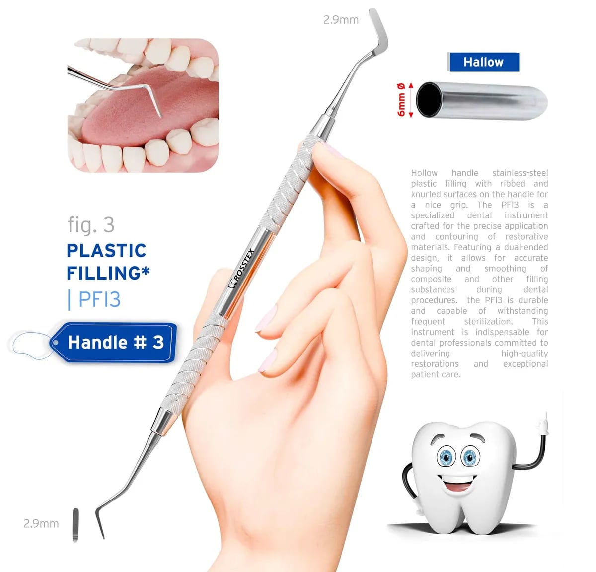 Plastic Filling Instrument 3, 2.9mm, Handle No. 3