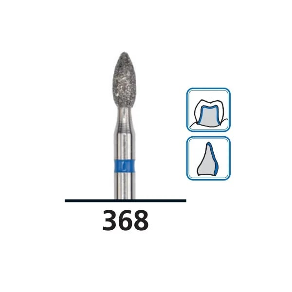 Pointed Football Diamond Burs C368, Super Fine Grit, FG-018
