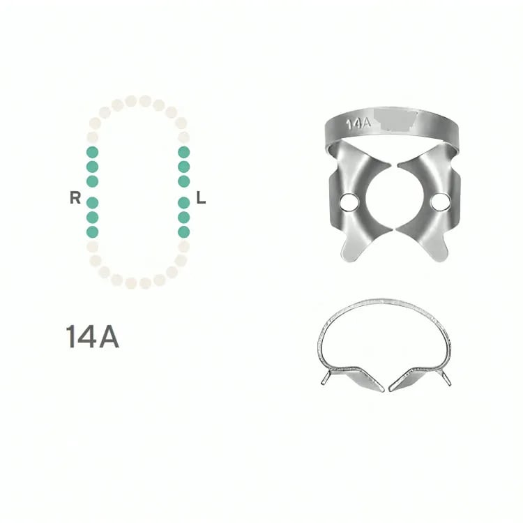 Rubber Dam Clamp #14A, Winged for Partially Erupted or Irregular Molars