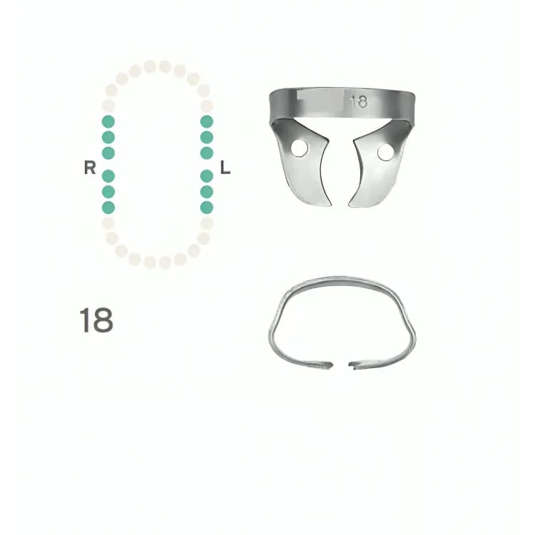 Rubber Dam Clamp #18, Winged for Partially Erupted Molars