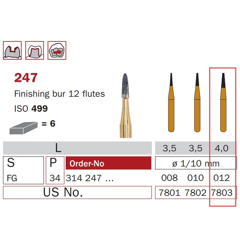 Finishing Carbide Bur, FG-012, Truncated Cone, 12 Flutes, ISO #499