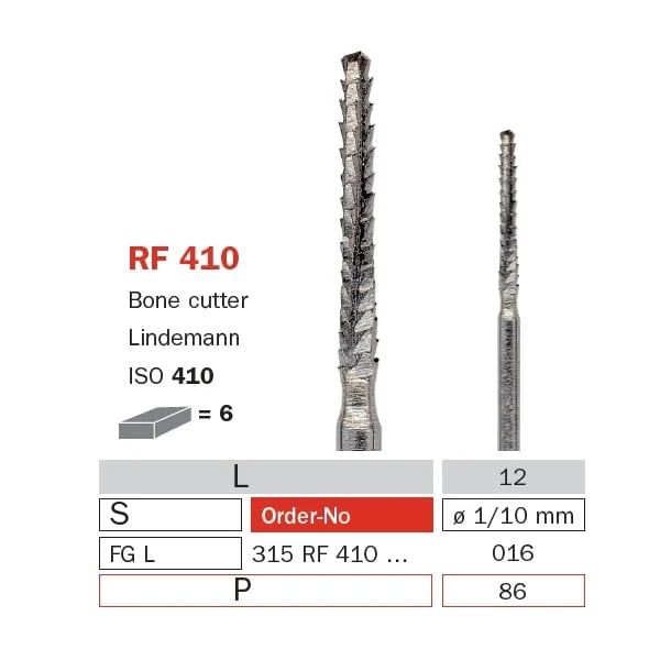 Surgical Carbide Bur, FG 016, Long, Aggressive Bone Cutter ISO #410