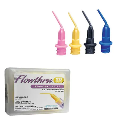 Flowthru Dispensing Tip, Standard Style, 18 Gauge, Pink