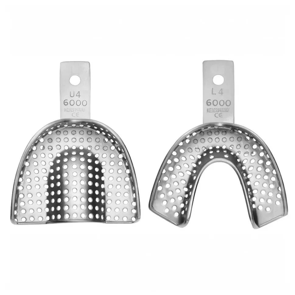 S.Steel Perforated Impression Trays #4 (Medium), PK/2