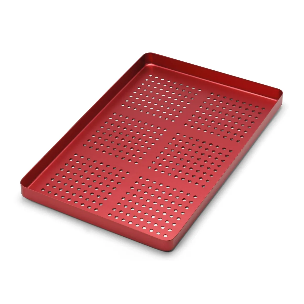 Perforated Aluminum Tray Red Small 185 x 140 x 15mm