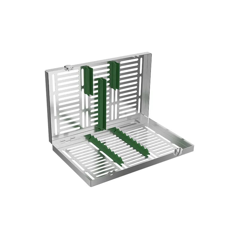 Locking Tray Cassette for 10 Instrument, Green (288x182x34 mm)