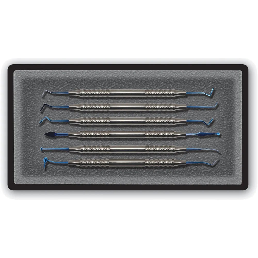 Composite Instruments Set, Blue Finish, 6 Pcs, Handle No. 4