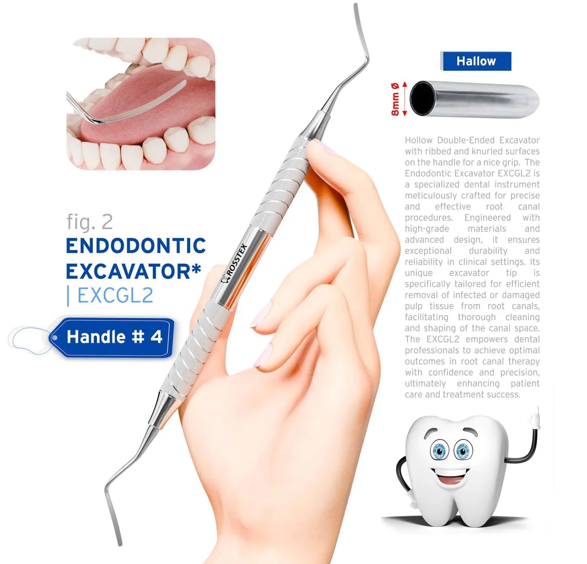 Dental Excavator 2, Hollow Handle No. 4