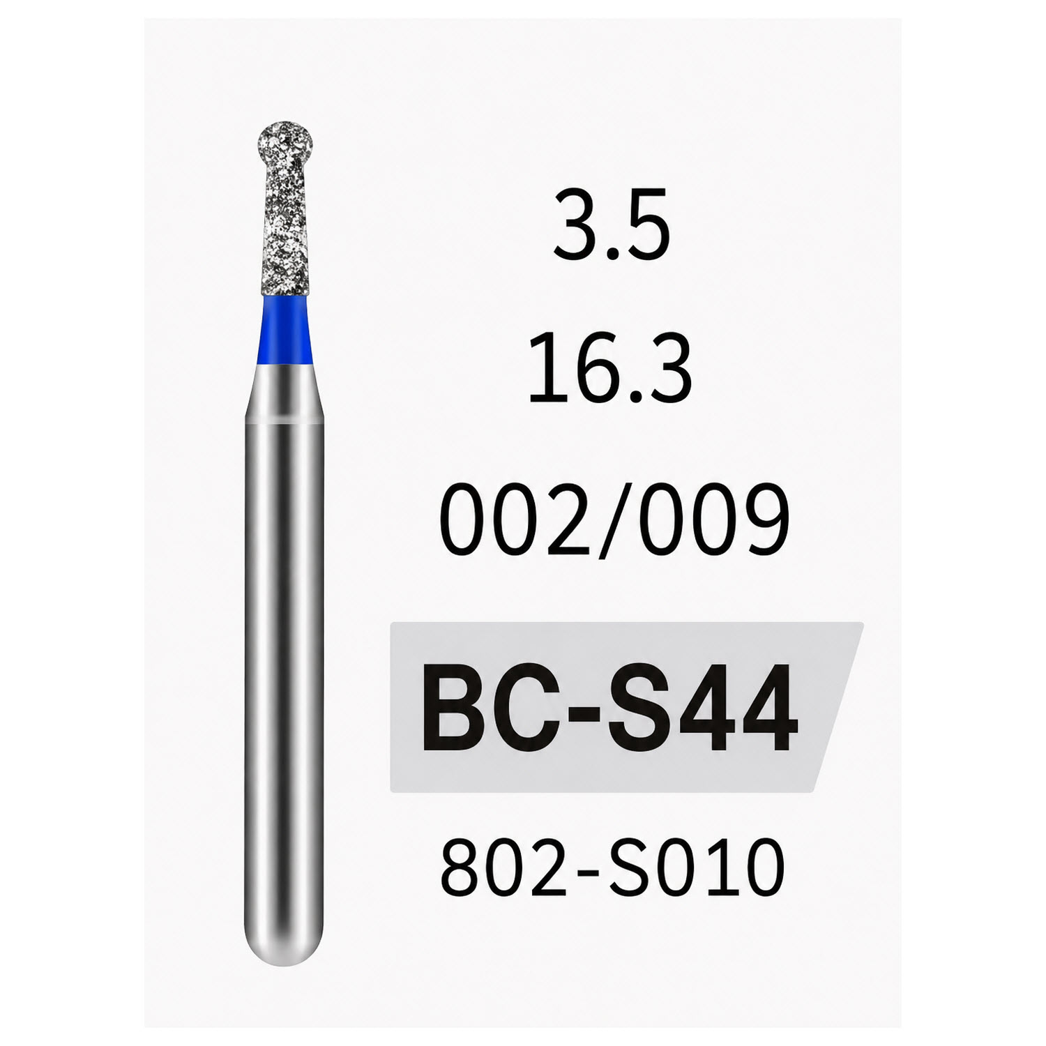 Ball Round Collar End Short BC-S44, Standard Grit, 002/009