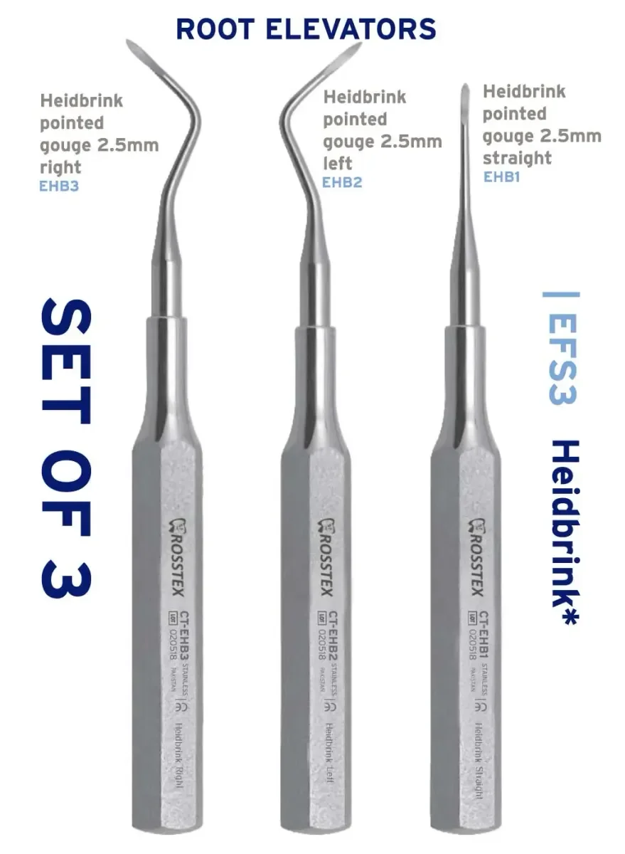 Dental Elevator Set, Heidbrink, 3 Pcs