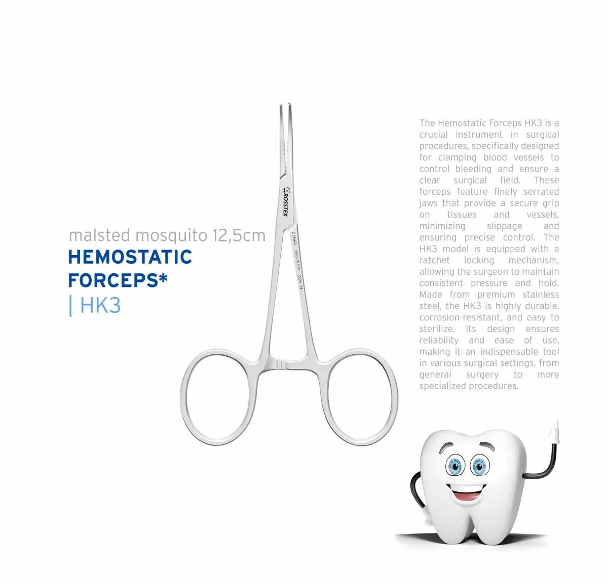 Surgical Forceps Halsted Mosquito, 1x2, Curved, 12.0 cm