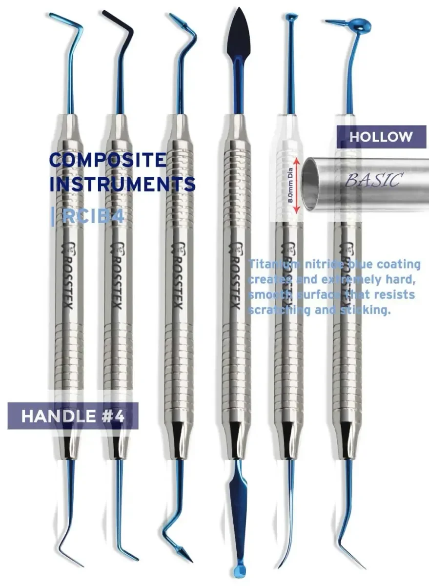 Composite Instruments Set, Blue Finish, 6 Pcs, Handle No. 4