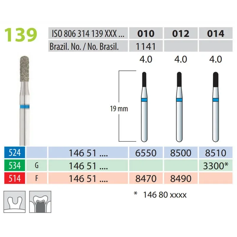 Diamond Burs, Torpedo, FG 139-012, Fine
